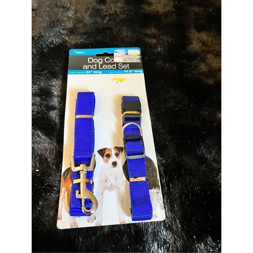 DUKE'S DOG 47X5" LEAD & ADJUSTABLE COLLAR 13" to 24” BLUE